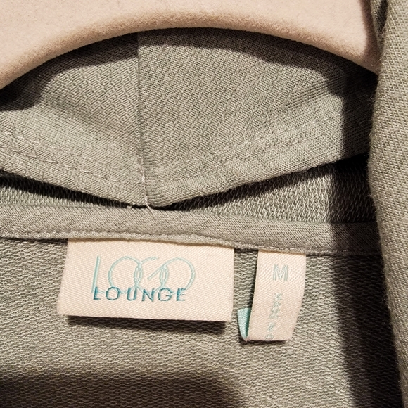 LOGO by Lori Goldstein Lounge Green Mixed Media Cardigan - Picture 4 of 6